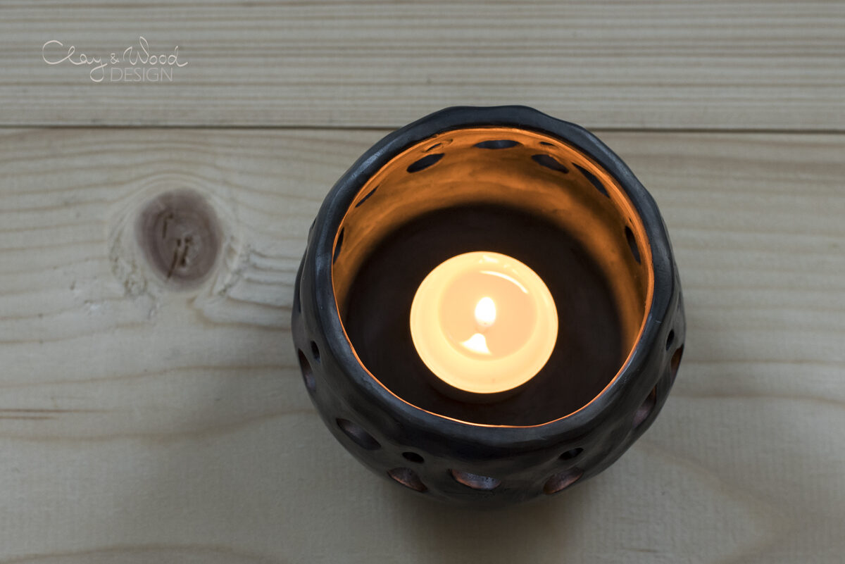 Melnās keramikas sveču trauciņš - laterna