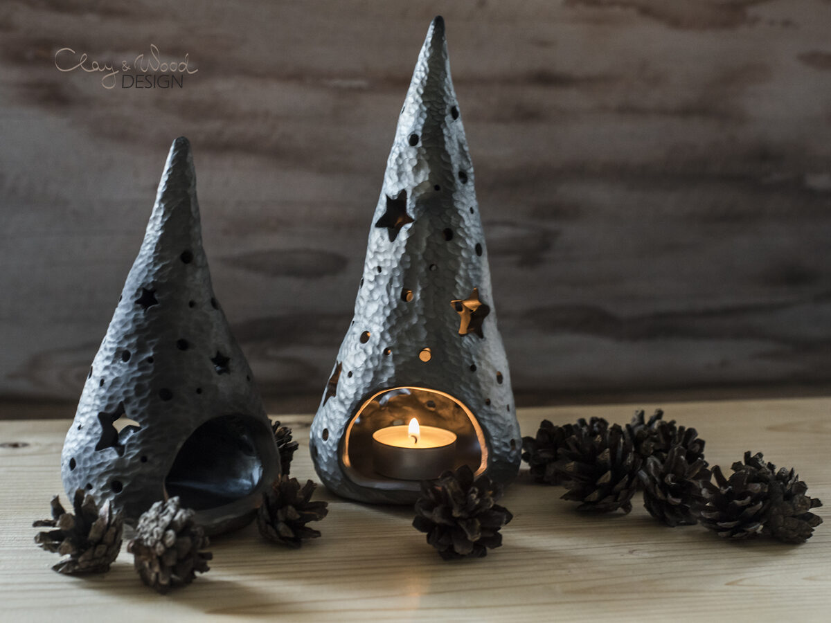 Melnās keramikas sveču trauks Eglīte
