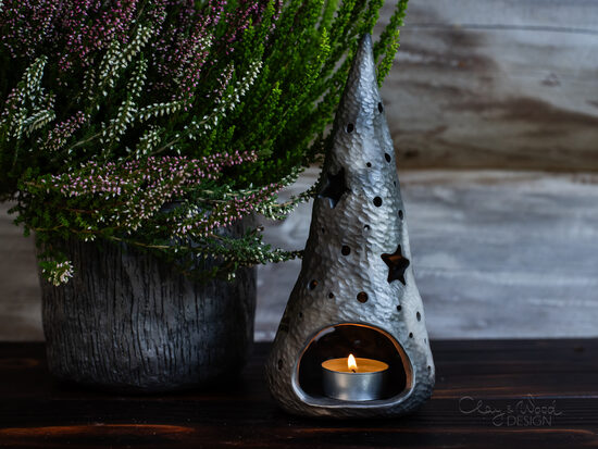 Melnās keramikas sveču trauks Eglīte L