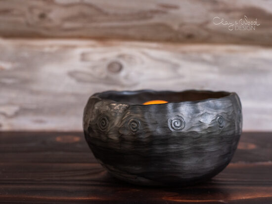 Melnās keramikas bļodiņa "Rozītes" 15