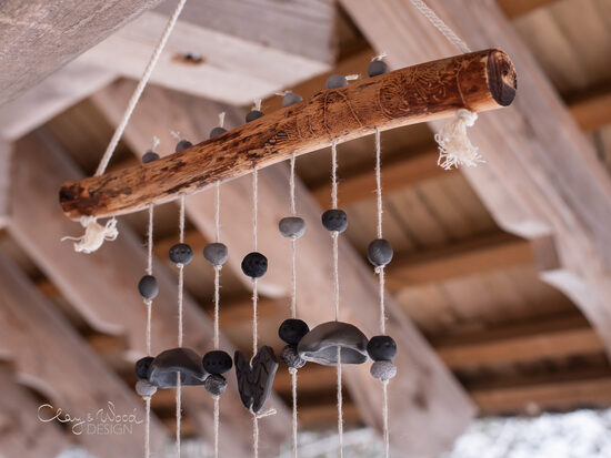 Melnās keramikas vēja zvani 7 virtenes