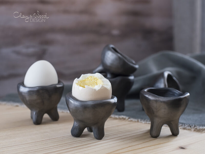 2 melnās keramikas olu trauciņu komplekts