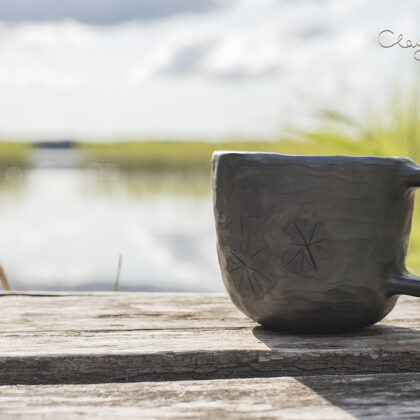 Black ceramic coffee mug