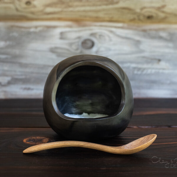 Handmade Black Ceramic Salt Pig