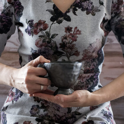 Black ceramic tea mug, mug for muled vine or hot chocolate