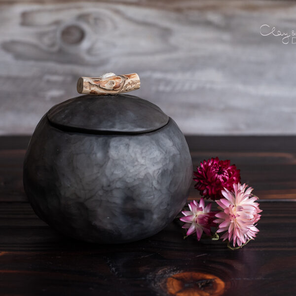 Handmade Black Ceramic Canister Modern Kitchen Storage