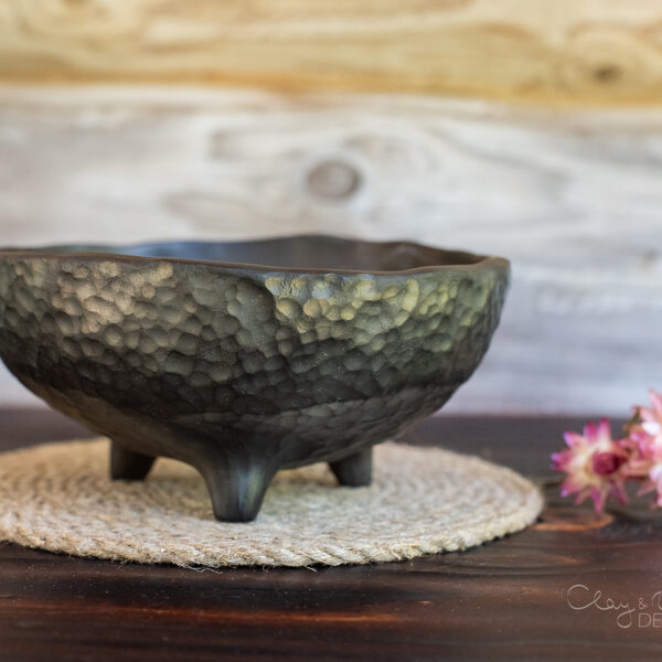 Black Ceramic Key Tray on Three Legs