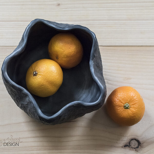 Handmade Black Pottery Bowl: Textured Ceramic Serving Dish, Nordic Decor
