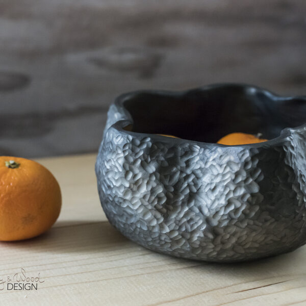 Handmade Black Pottery Bowl: Textured Ceramic Serving Dish, Nordic Decor