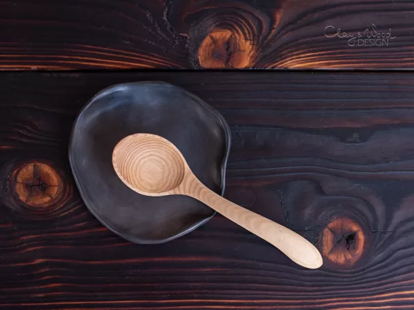 Black Pottery Spoon Rest for Modern Kitchen 