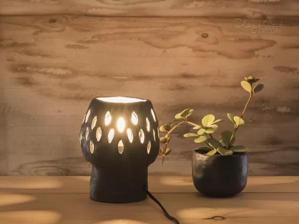 Black pottery bedside lamp