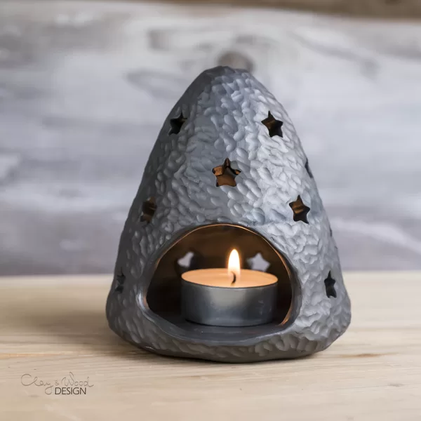Black ceramic candle holder