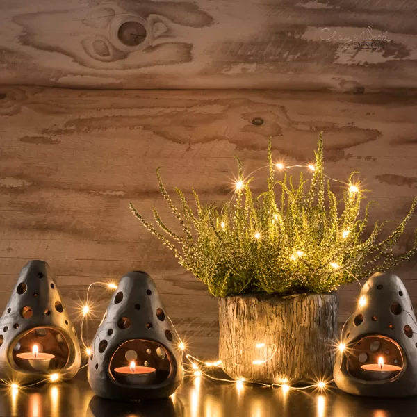 Black pottery candle holders