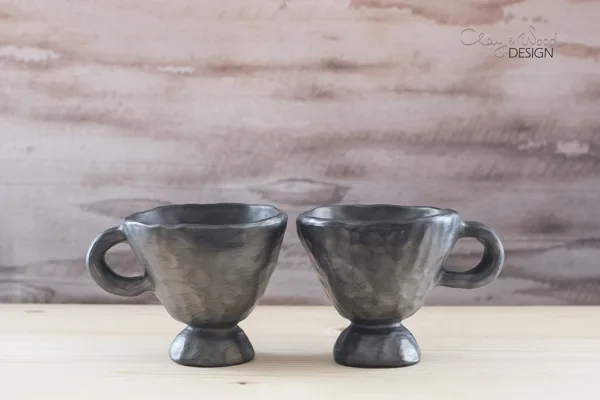 Black pottery tea mug, mug for hot chocolate
