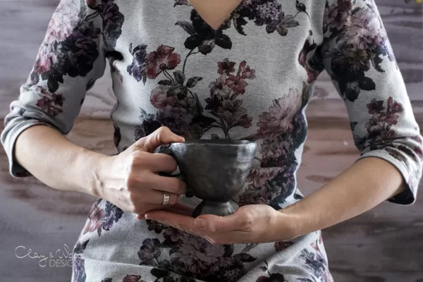 Black ceramic tea mug, mug for muled vine or hot chocolate