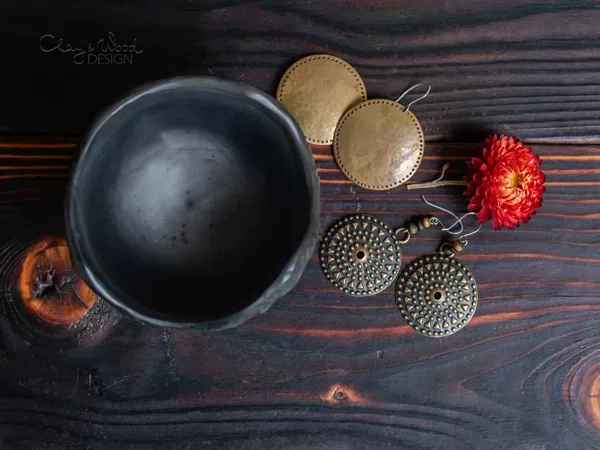 Handmade Black Ceramic Jewelry Dish: Nordic Minimalist Pottery Bowl