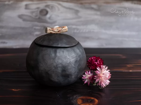 Handmade Black Ceramic Canister Modern Kitchen Storage