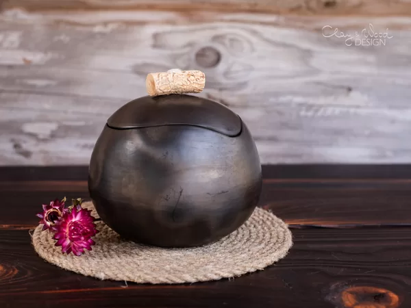 Handmade Black Ceramic Canister Modern Kitchen Storage