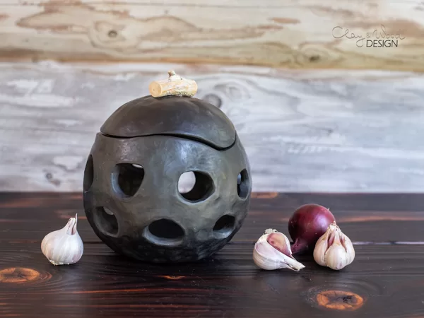 Handmade Ceramic Onion & Garlic Cellar Modern Home Accent