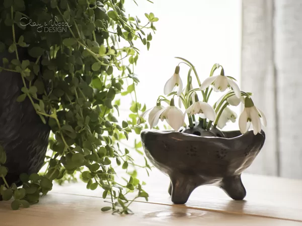 Handmade black ceramic vases
