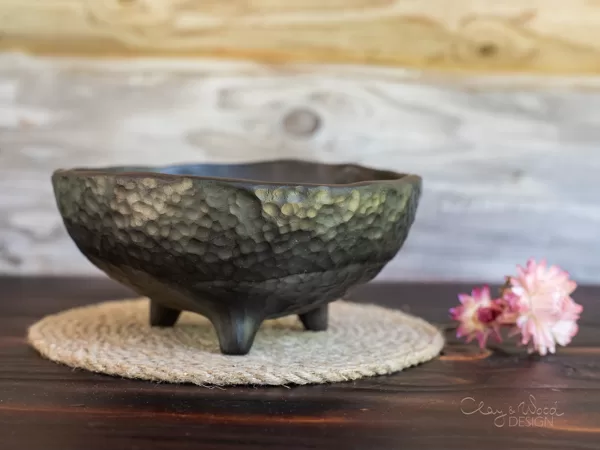 Black Ceramic Key Tray on Three Legs