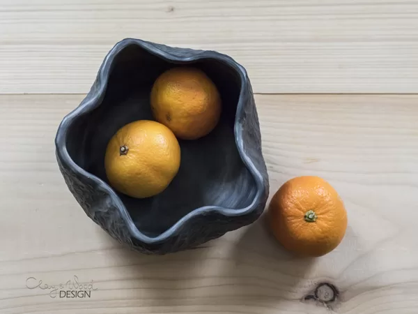 Handmade Black Pottery Bowl: Textured Ceramic Serving Dish, Nordic Decor